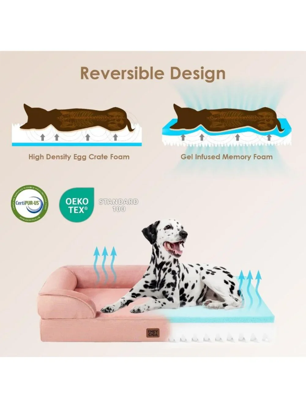 Cozy Waterproof Memory Foam Dog Bed for Large Dogs, Non-Slip, Washable Cover